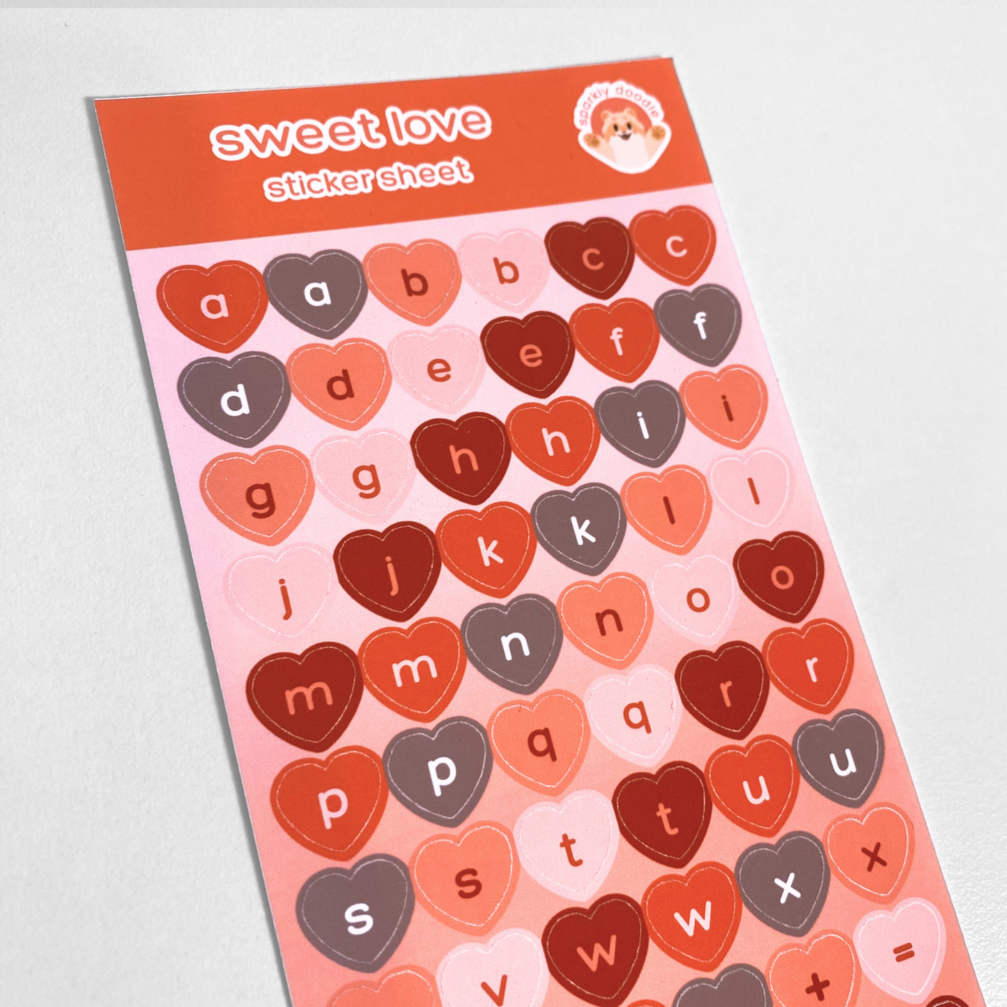 💕 Sweet Love Letters & Numbers Sticker Sheet