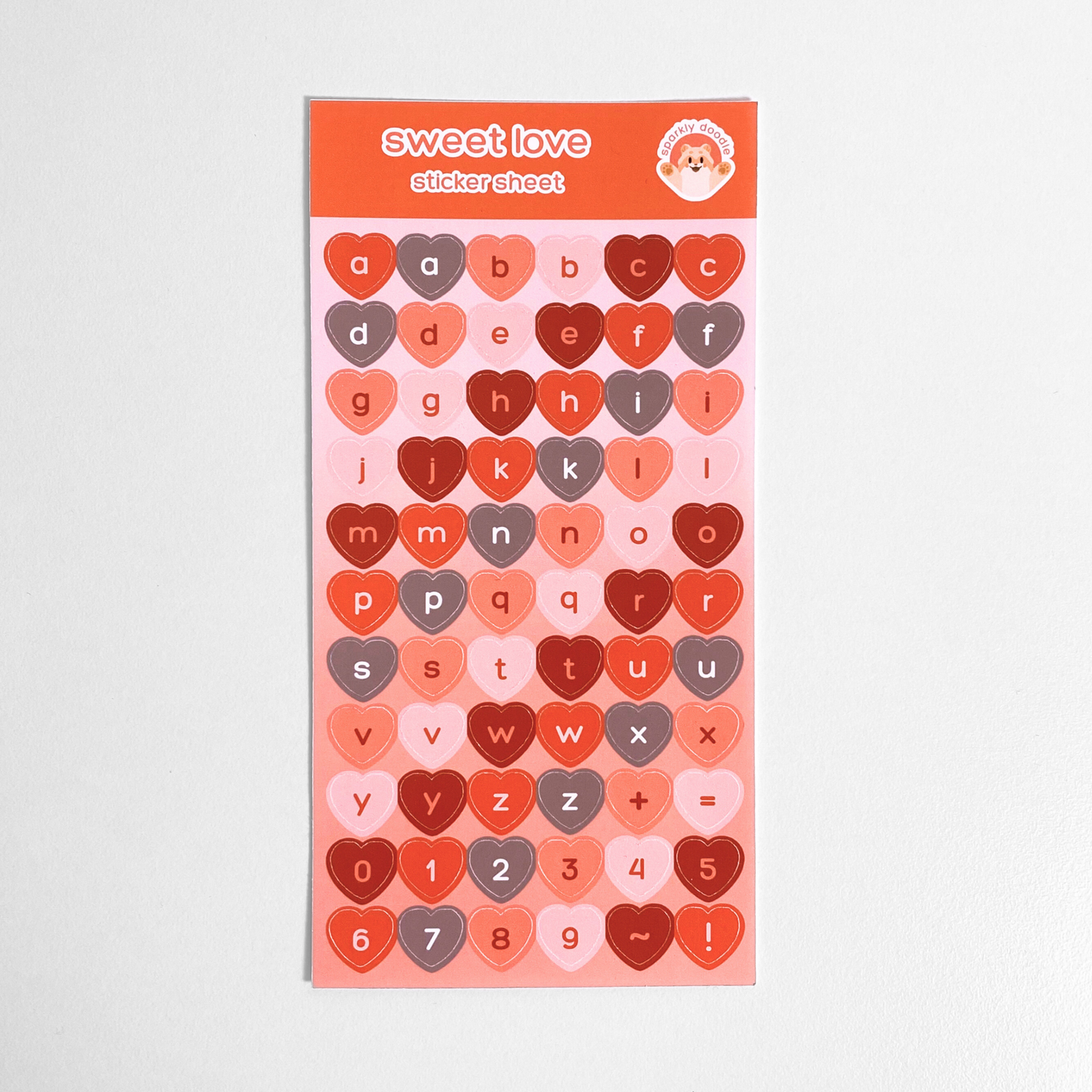 💕 Sweet Love Letters & Numbers Sticker Sheet